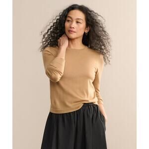 100% Merino Wool Mercer Luxury Soft Crewneck Sweater Jenni Kayne Camel Tan Large